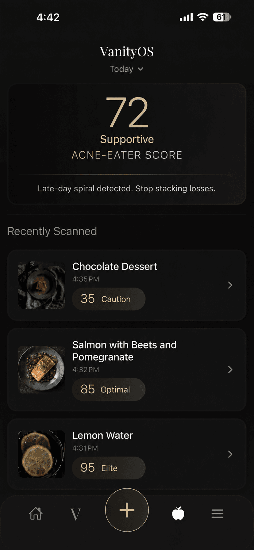 VanityOS food scanning